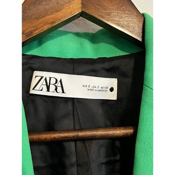 Zara Bright Green Double Button Blazer Jacket Size Small - Picture 4 of 7